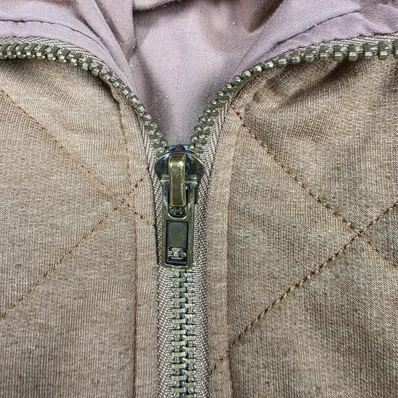 Bagatelle Jacket Womens 2 Brown Quilted Bomber Full Zip Tan Wash - Picture 4 of 9